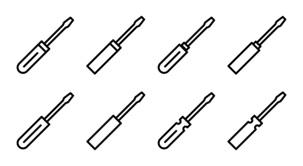 螺丝刀图标集说明 工具符号和符号 — 图库矢量图片