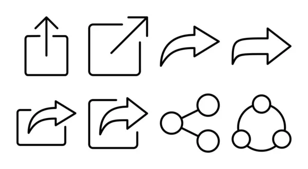 Ilustrace Sady Sdílených Položek Značka Symbol Sdílení — Stockový vektor
