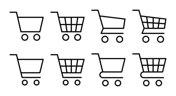 Icône Shopping Set Illustration Panneau Symbole Panier Icône Chariot — Image vectorielle