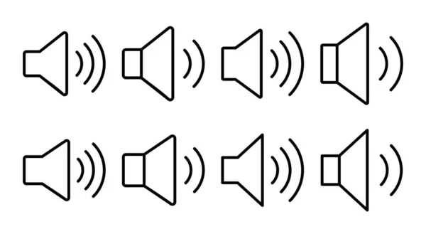 Lautsprecher Ikone Setzte Illustration Lautstärkezeichen Und Symbol Lautsprechersymbol Klangsymbol — Stockvektor