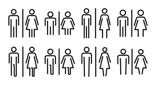 Набір Іконок Туалету Ілюстрація Дівчата Хлопчики Вбиральні Знаки Символи Знак — стоковий вектор