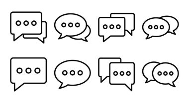 Sohbet simgesi çizimi. Konuşma balonu işareti ve sembol. Yorum simgesi. ileti