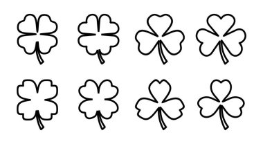 Yonca simgesi çizimi. Yonca işareti ve sembol. dört yapraklı yonca simgesi.