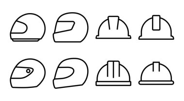 Kask simgesi çizimi. Motosiklet kaskı tabelası ve sembolü. İnşaat miğferi simgesi. Güvenlik kaskı