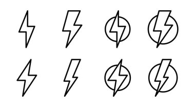 Şimşek simgesi çizimi. Elektrik işareti ve sembol. Güç simgesi. enerji işareti