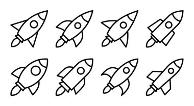 Roket simgesi çizimi. Başlangıç işareti ve sembol. roket fırlatma simgesi