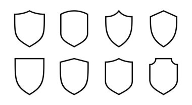 Kalkan simgesi çizimi. Koruma ikonu. Güvenlik işareti ve sembol