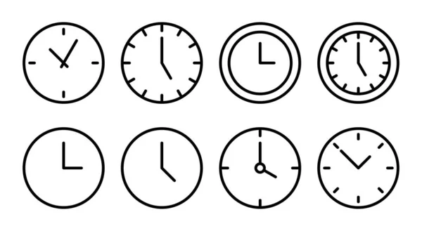 時計のアイコンセットイラスト 時刻表示と記号 アイコンを見て — ストックベクタ