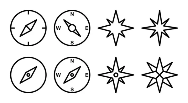 Ilustracja Zestawu Ikon Kompasu Znak Ikony Kompasu Strzałki Symbol — Wektor stockowy
