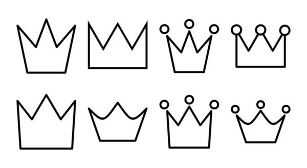 Icono Corona Conjunto Ilustración Signo Corona Símbolo — Vector de stock