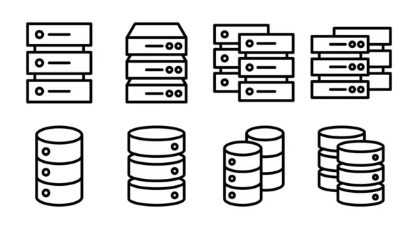 Database Icon Set Illustration Database Sign Symbol — Stock Vector