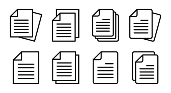 Illustrazione Set Icona Del Documento Segno Simbolo Carta Icona File — Vettoriale Stock