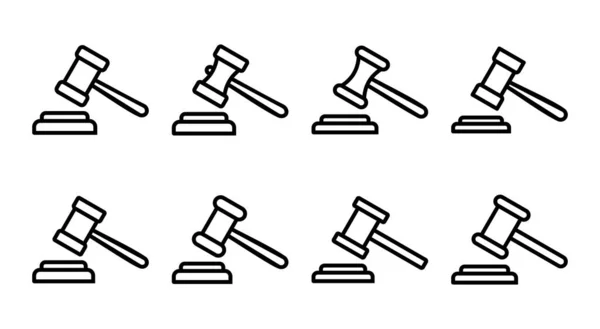 Gavel Εικονίδιο Σύνολο Εικονογράφηση Δικαστής Gavel Σημάδι Και Σύμβολο Νομική — Διανυσματικό Αρχείο