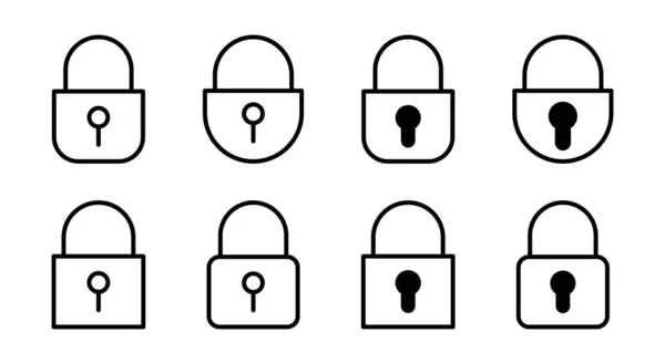 Vergrendel Pictogram Set Illustratie Hangslotteken Symbool Versleuteling Icoon Veiligheidssymbool — Stockvector