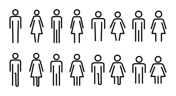 Man Vrouw Pictogram Set Illustratie Mannelijk Vrouwelijk Teken Symbool Meisjes — Stockvector