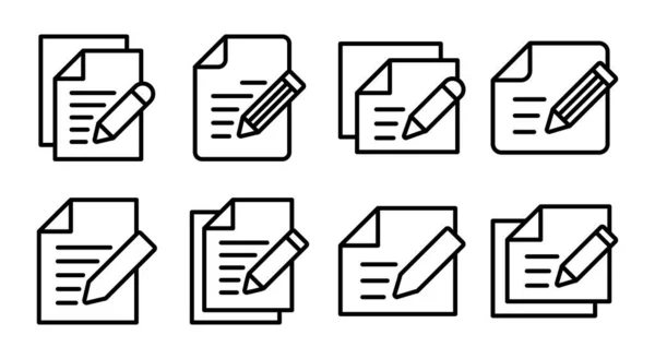 Ilustracja Zestawu Ikon Oznaczenie Symbol Notatnika — Wektor stockowy