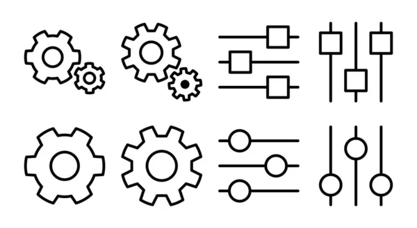 Paramètre Icône Set Illustration Paramètres Rouage Signe Symbole Signe Engrenage — Image vectorielle