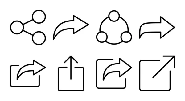 Podziel Się Ilustracją Zestawu Ikon Znak Symbol Dzielenia Się — Wektor stockowy