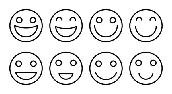 Ikon Tersenyum Mengatur Ilustrasi Ikon Emoticon Senyum Tanda Umpan Balik - Stok Vektor