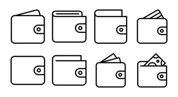 钱包图标集插图 钱包标识和符号 — 图库矢量图片