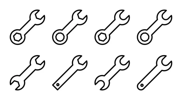 Ilustracja Zestawu Ikon Klucza Ikona Naprawy Znak Narzędzi Symbol — Wektor stockowy