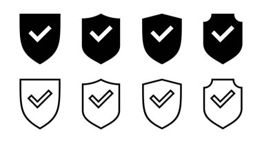 Kalkan işaretleme simgesi çizimi. Koruma onayı işareti. Sigorta simgesi