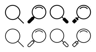 Arama simgesi çizimi. Büyüteç işareti ve sembolü ara