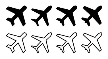 Uçak simgesi çizimi. Uçak işareti ve sembol. Uçuş taşıma sembolü. Seyahat işareti. uçak.