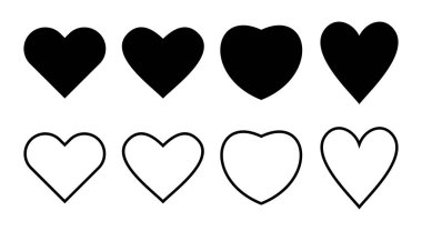 Aşk simgesi çizimi. Kalp işareti ve sembol. Simge vektörü gibi.
