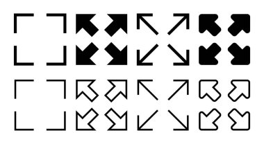 Tam Ekran Simgesi çizimi. Tam ekran işareti ve simgeye genişlet. Oklar sembolü