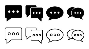 Sohbet simgesi çizimi. Konuşma balonu işareti ve sembol. Yorum simgesi. ileti