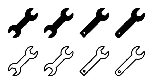 Schraubenschlüssel Icon Set Illustration Reparatur Symbol Werkzeuge Zeichen Und Symbol — Stockvektor