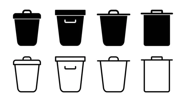 Illustration Jeu Icônes Poubelle Icône Poubelle Supprimer Signe Symbole — Image vectorielle