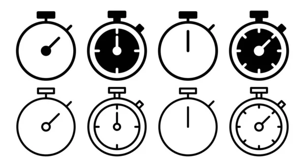 Stoppur Ikon Set Illustration Timertecken Och Symbol Nedräkningsikonen Tidsfrist — Stock vektor