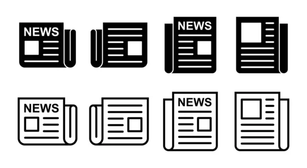 Набір Іконок Газети Ілюстрація Новинний Паперовий Знак Символ — стоковий вектор