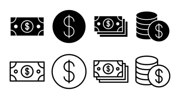 Набір Іконок Грошей Ілюстрація Грошовий Знак Символ — стоковий вектор