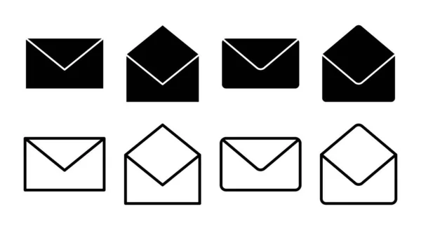 メールアイコンセットイラスト 電子メールのサインと記号 電子メールアイコン エンベロープアイコン — ストックベクタ