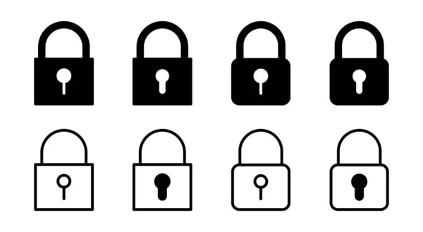 Κλείδωμα Εικονογράφησης Συνόλου Εικονιδίων Πινακίδα Και Σύμβολο Εικονίδιο Κρυπτογράφησης Σύμβολο — Διανυσματικό Αρχείο
