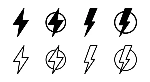 Lightning Icoon Set Illustratie Elektrisch Bord Symbool Kracht Icoon Energieteken — Stockvector