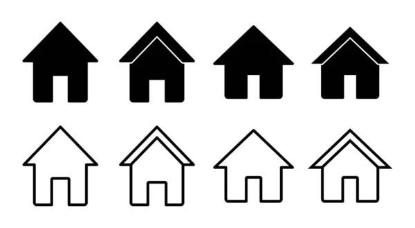 Início Ícone Conjunto Ilustração Sinal Símbolo Casa —  Vetores de Stock