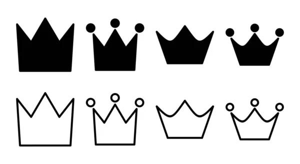 Ikona Korony Zestaw Ilustracji Znak Symbol Korony — Wektor stockowy