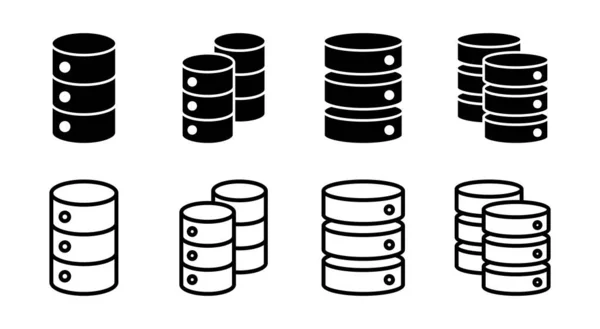 Εικόνα Συνόλου Εικονιδίων Βάσεων Δεδομένων Υπογραφή Βάσης Δεδομένων Και Σύμβολο — Διανυσματικό Αρχείο