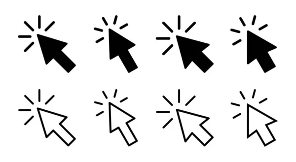 Haga Clic Icono Conjunto Ilustración Signo Flecha Puntero Símbolo Icono — Vector de stock