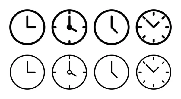Orologio Icona Set Illustrazione Segno Tempo Simbolo Icona Dell Orologio — Vettoriale Stock