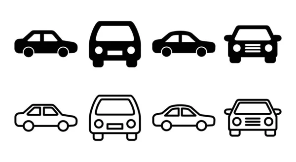 Иллюстрация Набора Символов Автомобиля Знак Машины Символ Маленький Седан — стоковый вектор