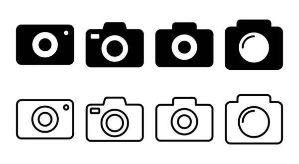 Kamera Icon Set Illustration Foto Kamera Zeichen Und Symbol Ikone — Stockvektor