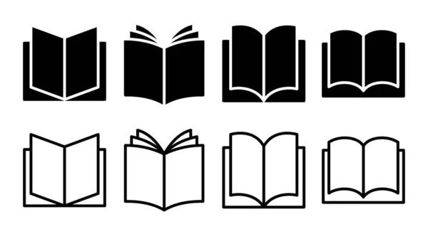 Набір Іконок Книги Ілюстрація Відкритий Знак Символ Книги Значок Електронної — стоковий вектор