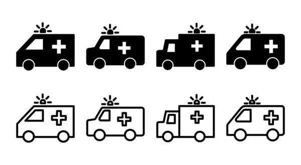 Ambulance Icon Set Illustration Ambulance Truck Sign Symbol Ambulance Car — Stock Vector