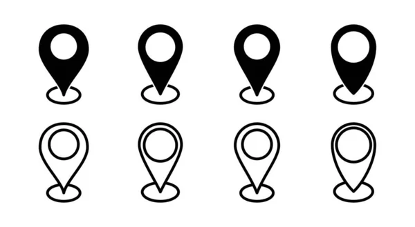 Иллюстрация Набора Значков Адреса Знак Местоположения Символ Точная Точка — стоковый вектор