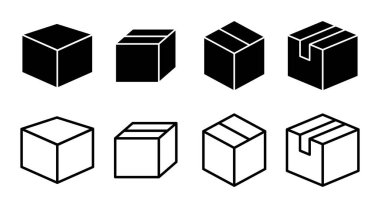 Kutu simgesi çizimi. kutu işareti ve sembol, paket, paket